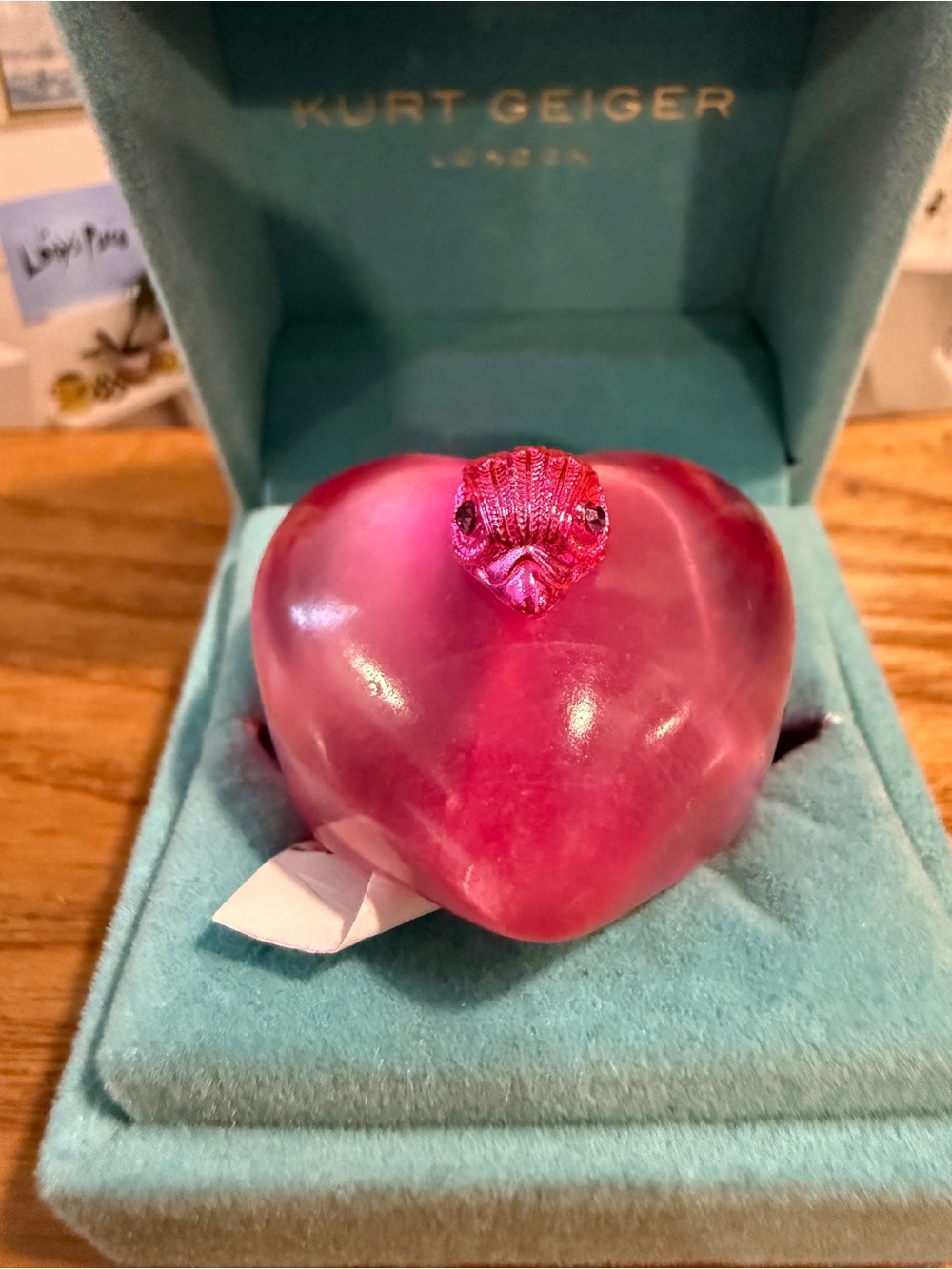 Kurt Geiger Pink Heart Ring with Decorative Eagle head Accent